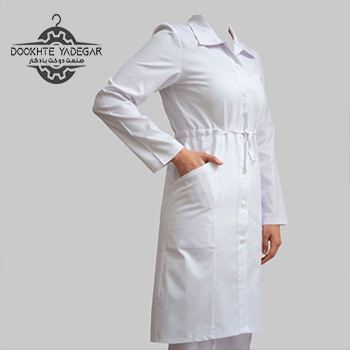 روپوش پزشکی زنانه کمر بند دار سفید